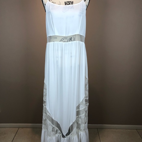 Topshop White Maxi Dress with Lace Insets - Picture 2 of 6